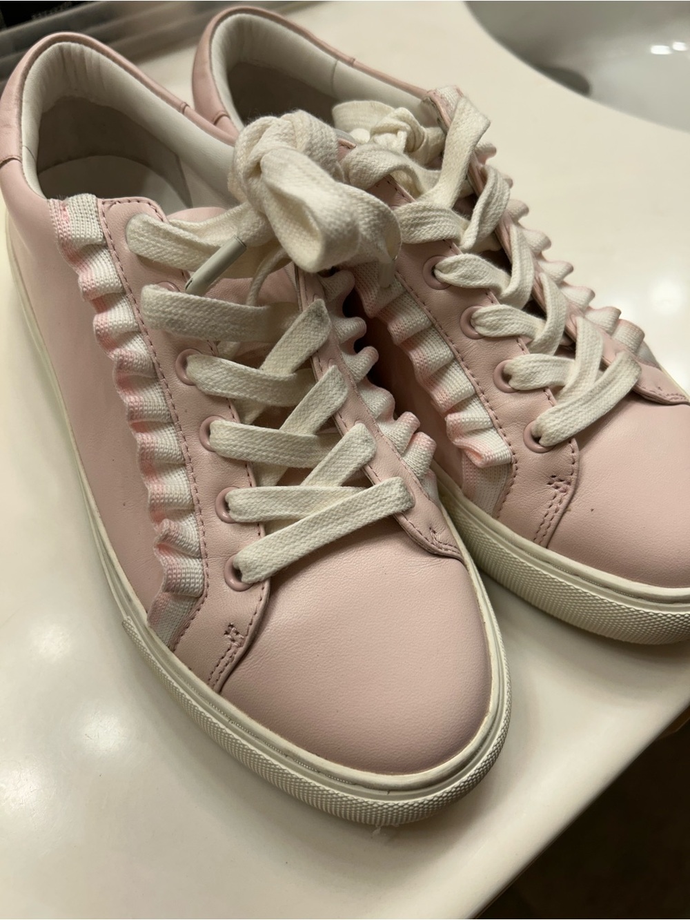 Tory Burch Pink Ruffle  Low-Top Sneakers